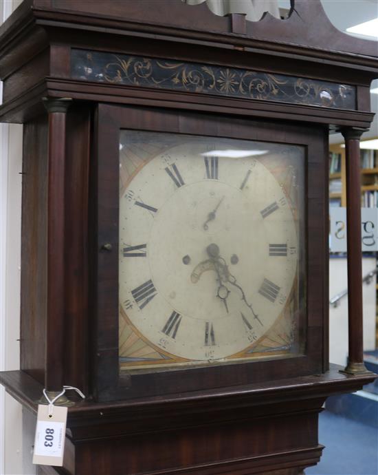 An early 19th century mahogany thirty hour longcase clock, 220cm